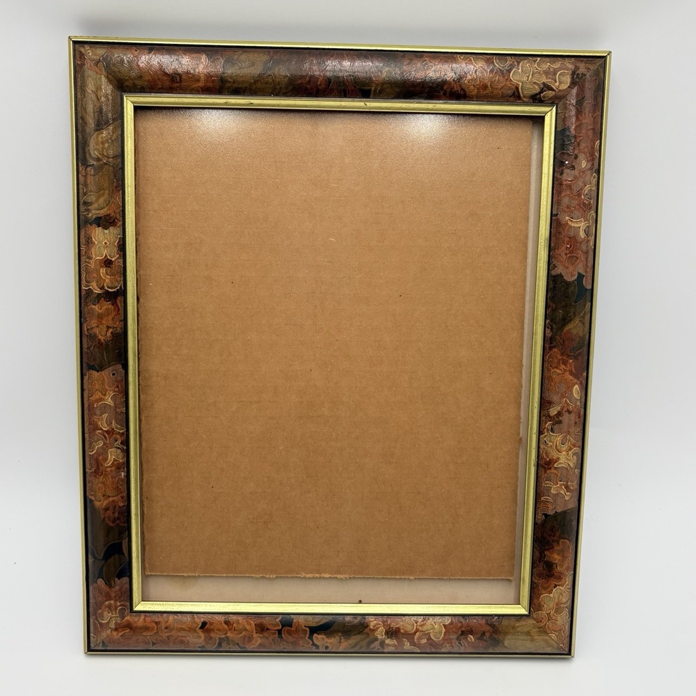 Florentine Style Picture Frame 8x10 Gold Floral Painted 1990s Vintage Wall Hang